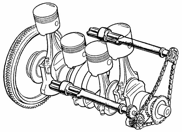 Система уравновешивания сил инерции II порядка рядного четырехцилиндрового двигателя
