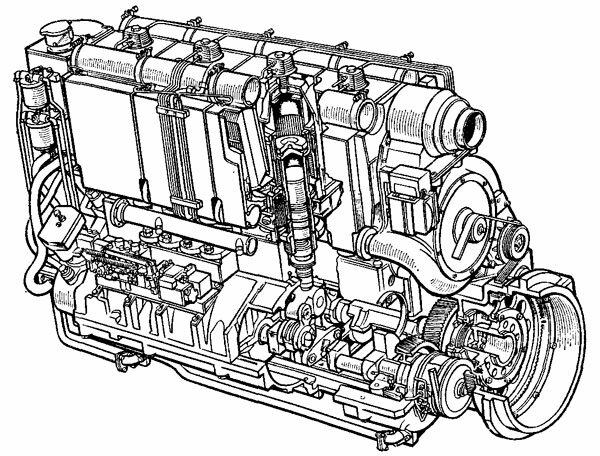 Четырехцилиндровый бесшатунный двигатель Стирлинга с поршнем двойного действия и вращающейся наклонной шайбой